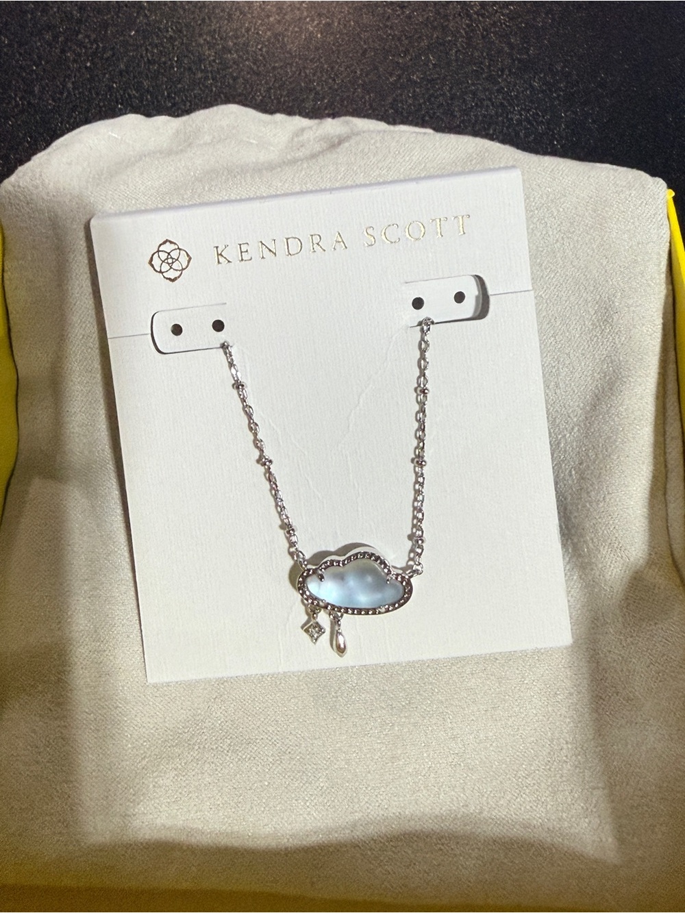Kendra Scott Silver Cloud Necklace with Pale Blue Stone